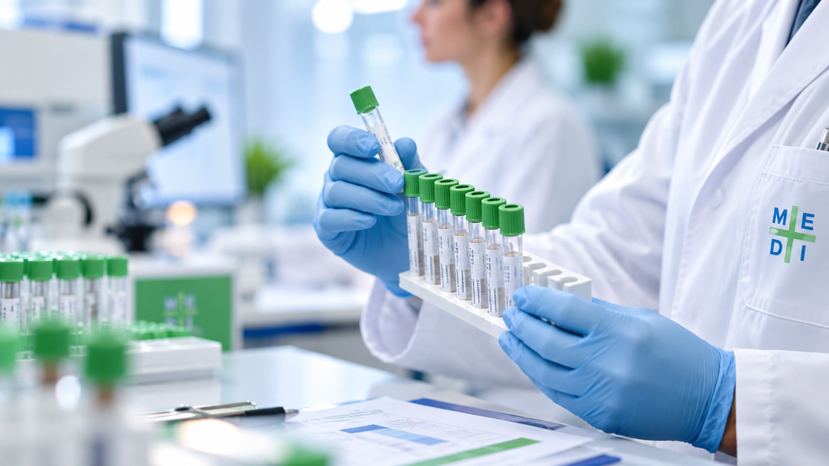 Analisi cliniche con tubi verdi